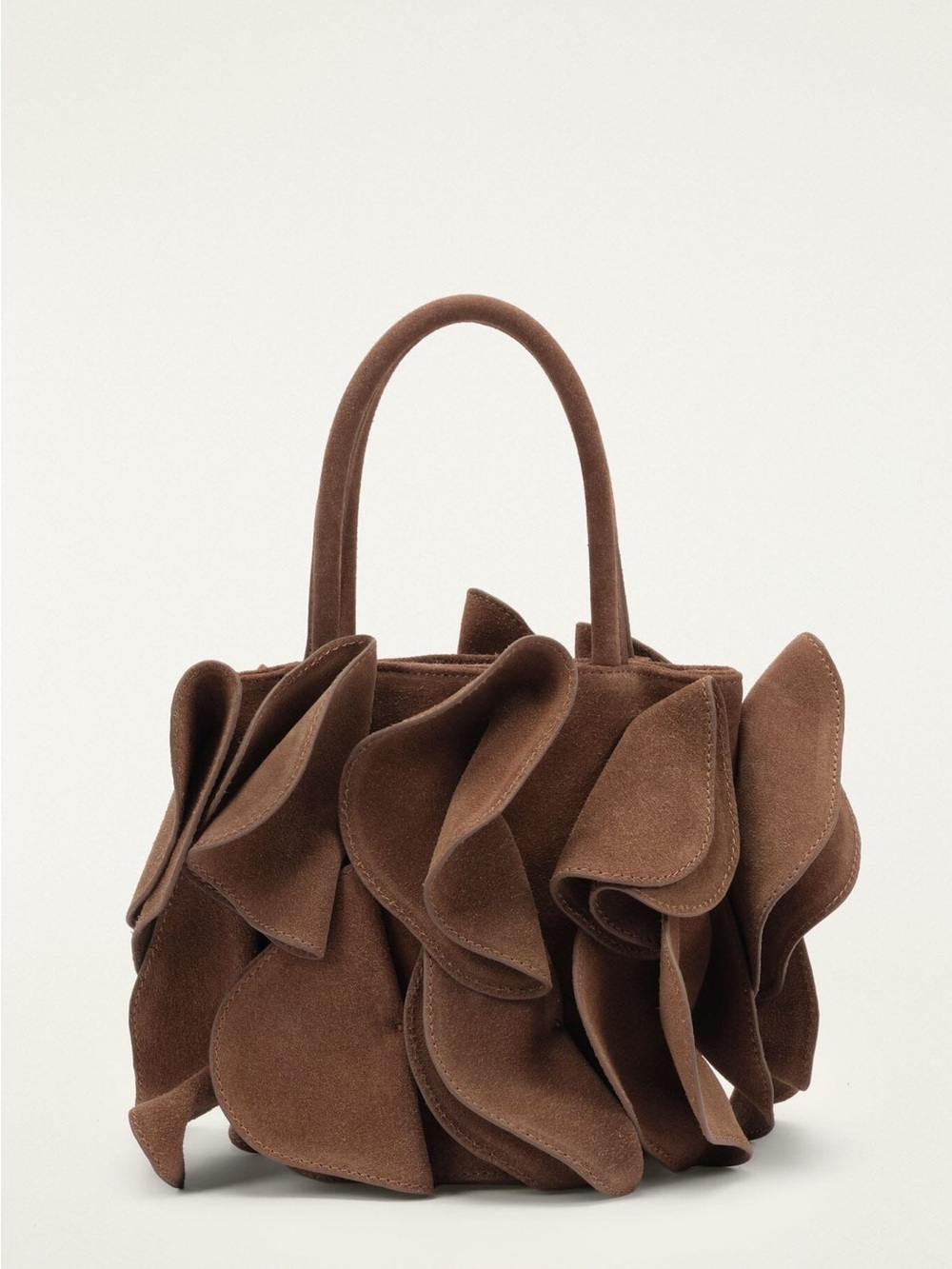 FARM RIO Brown Suede Flower Handbag